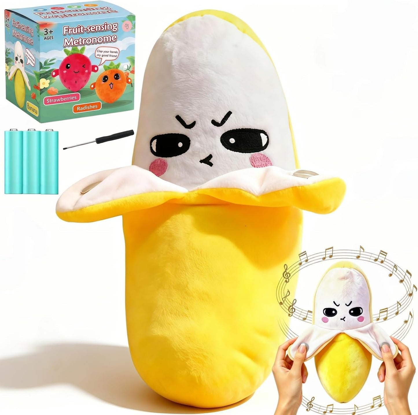 Child Musical Sensory Toy,Interactive Plush Toy with Sounds，Yellow Banana
