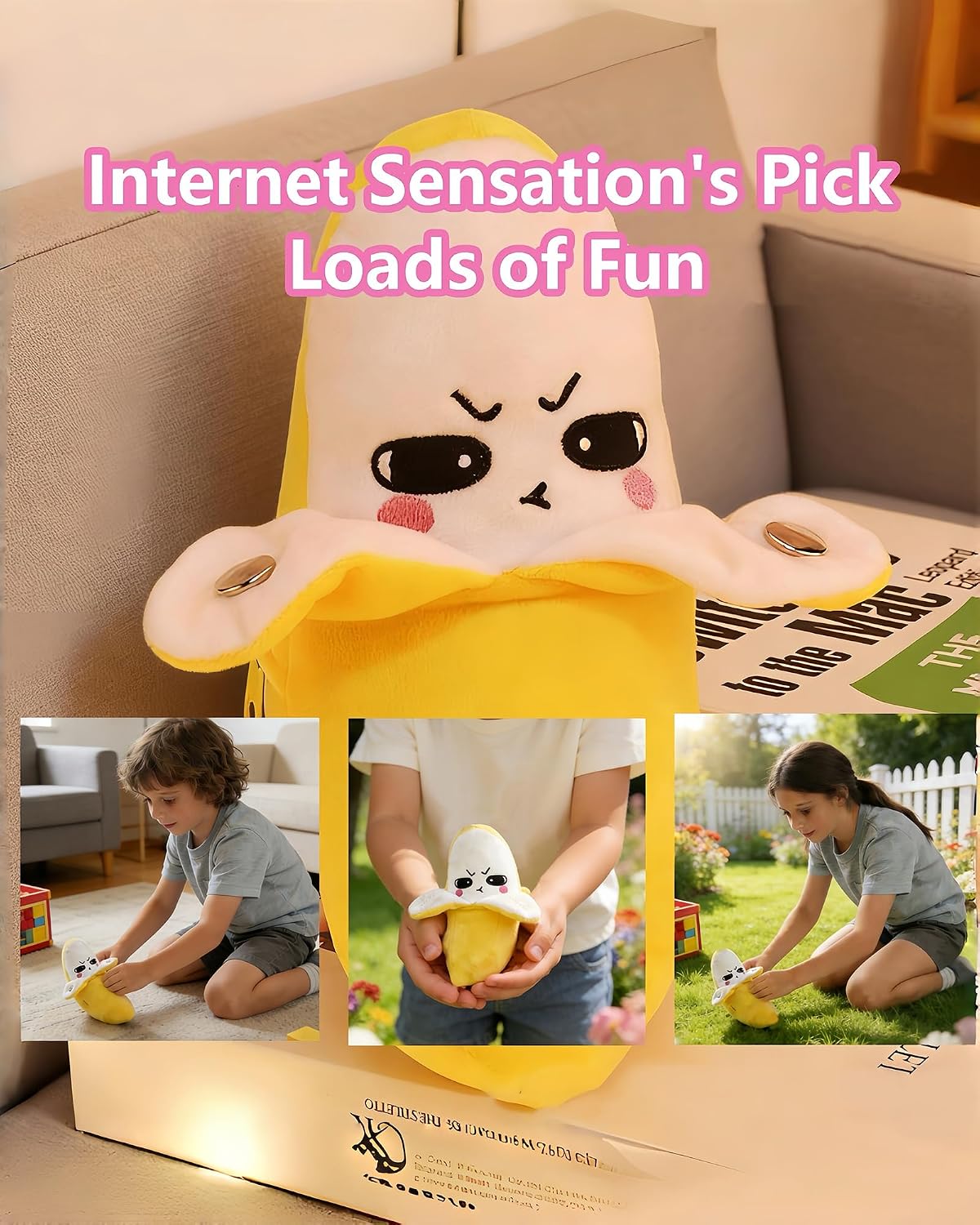 Child Musical Sensory Toy,Interactive Plush Toy with Sounds，Yellow Banana