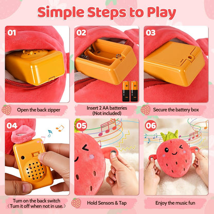 Interactive Music Plush Toy Set, Musical Sensory Toys, Strawberry