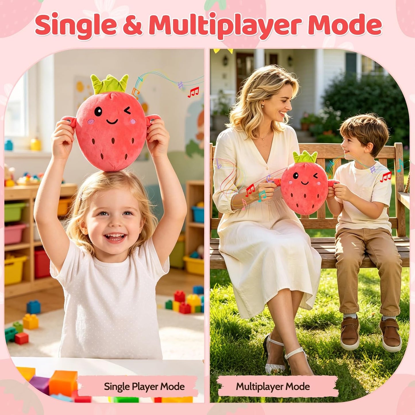 Interactive Music Plush Toy Set, Musical Sensory Toys, Strawberry